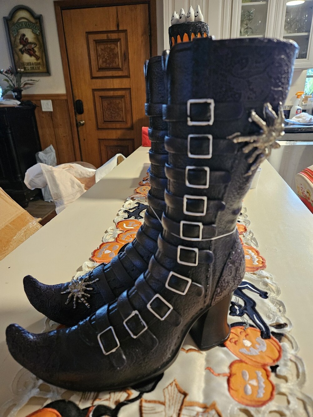 Halloween Witch Boots Ceramic Tabletop Decor Figurine Goth Spooky